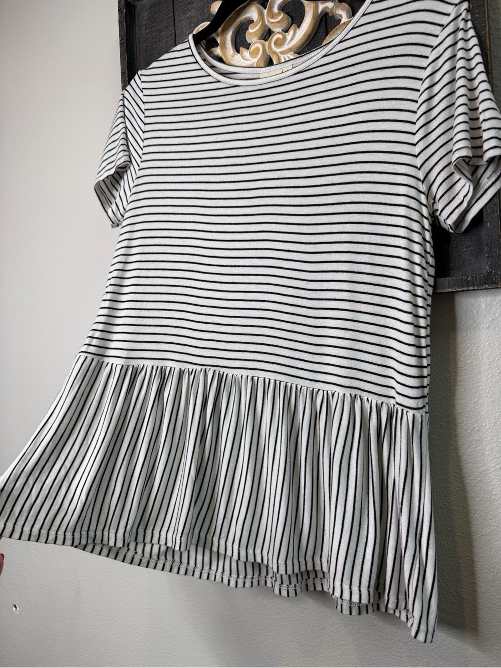 Live In The Moment Striped Black & White Soft Flowy Tee